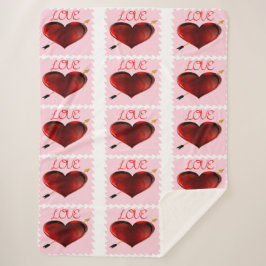 Love Stamps Sherpa Blanket Sherpa Deken