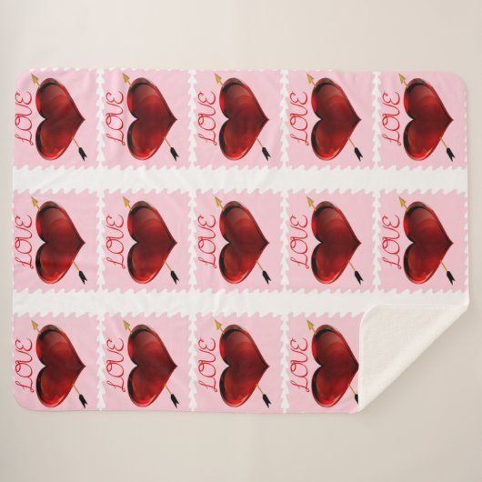 Love Stamps Sherpa Blanket Sherpa Deken (Voorkant (horizontaal))