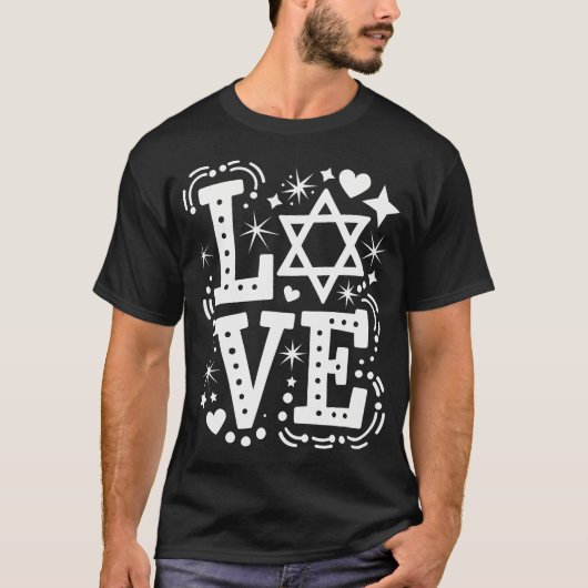 Love Star Of David Jewish T-shirt (Voorkant)