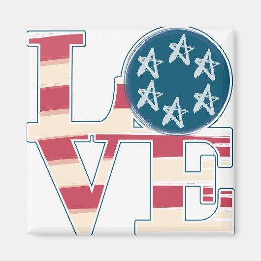 LOVE Stars en Stripes Magneet (Voorkant)