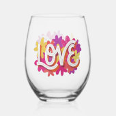 LOVE Stemless Wine Glass Wijnglas Zonder Voet (Achterkant)