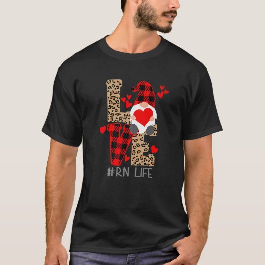 LOVE Stethoscoop RN Life Valentine Day 2022 Gnomen T-shirt (Voorkant)