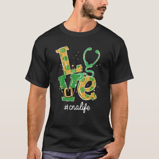 Love Stethoscope Cna Life Funny St Patrick's Day T-shirt (Voorkant)