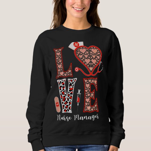 Love Stethoscope Heart Leopard Nurse Manager For N Trui (Voorkant)