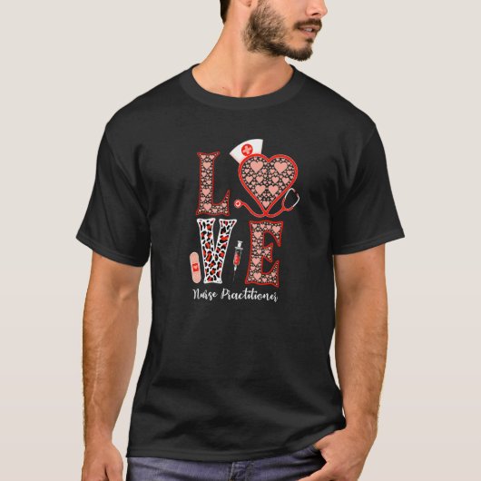 Love Stethoscope Heart Leopard Nurse Practitioner T-shirt (Voorkant)