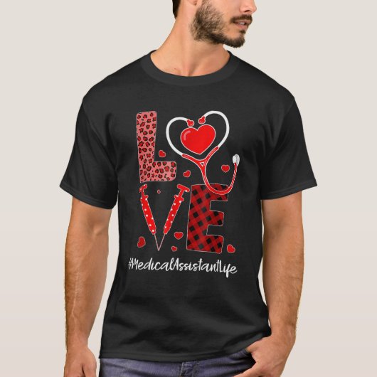 Love Stethoscope Heart Medical Assistant Valentijn T-shirt (Voorkant)