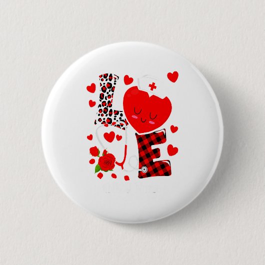 Love Stethoscope Heart Nicu Nurse Valentines Day  Ronde Button 5,7 Cm (Voorkant)