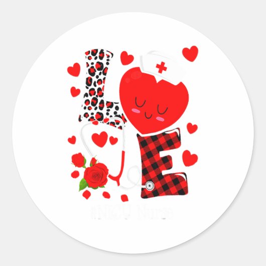 Love Stethoscope Heart Nicu Nurse Valentines Day Ronde Sticker (Voorkant)