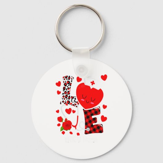 Love Stethoscope Heart Nicu Nurse Valentines Day Sleutelhanger (Voorkant)