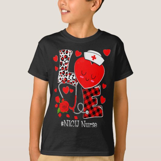 Love Stethoscope Heart Nicu Nurse Valentines Day  T-shirt (Voorkant)