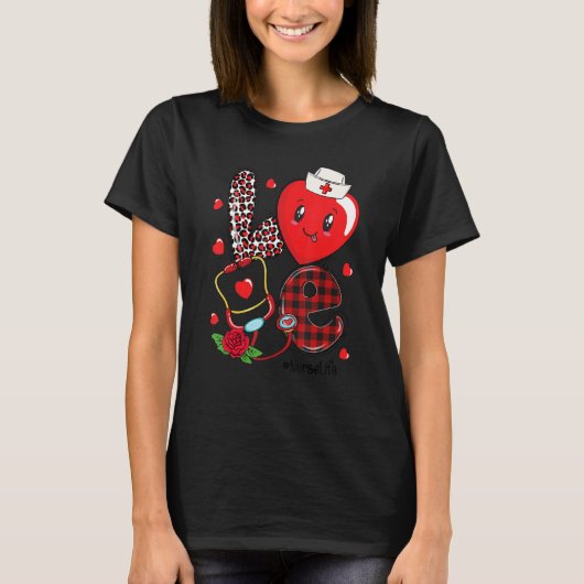 LOVE Stethoscope Heart Nurse Life Valentine's Day_ T-shirt (Voorkant)