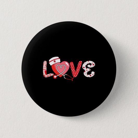 Love Stethoscope Nurse Life Valentijnsdag Nurse Ronde Button 5,7 Cm (Voorkant)