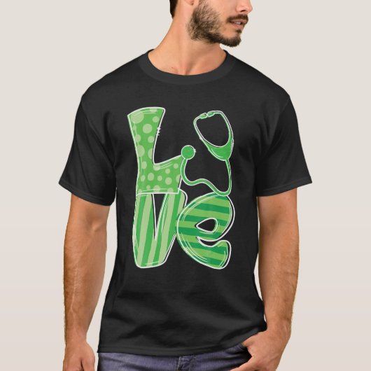 Love Stethoscope Nurse St Patrick's Day T-shirt (Voorkant)