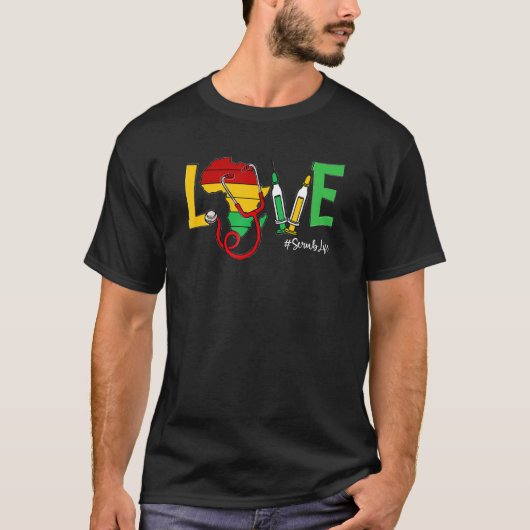 Love Stethoscope Scrub Life Black History Month Af T-shirt (Voorkant)