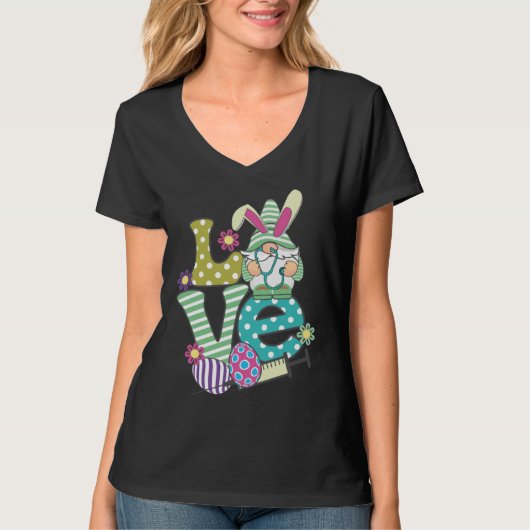 Love Stethoscope Scrub Life Nurse Bunny Easter Day T-shirt (Voorkant)