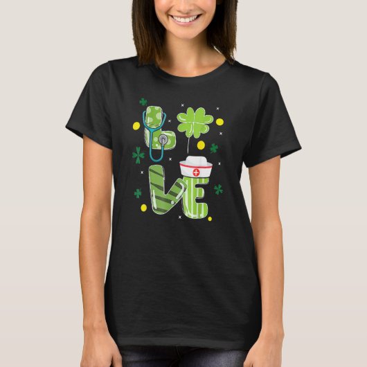 Love Stethoscope Syringe Nurse Life St Patrick S D T-shirt (Voorkant)
