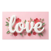 LOVE sticker met bloemetjes op roze achtergrond