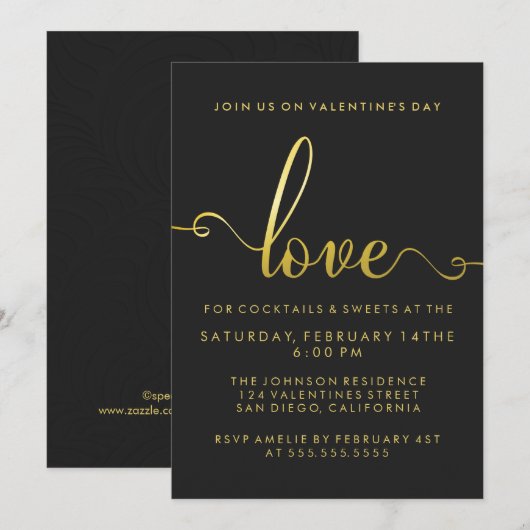 "Love" Stijlvolle Valentijnsdag Party Kaart (Voorkant / Achterkant)