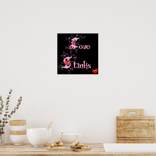 Love Stinks Anti-Valentijnsdag Slogan Poster (Keuken)