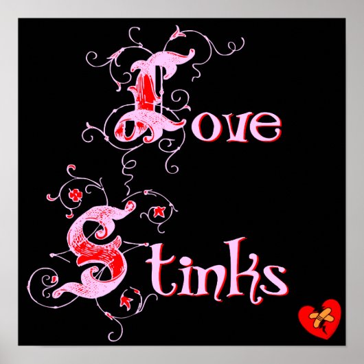 Love Stinks Anti-Valentijnsdag Slogan Poster (Voorkant)
