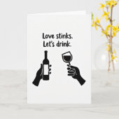 Love Stinks Funny Wine Card Kaart (Gele Bloem)