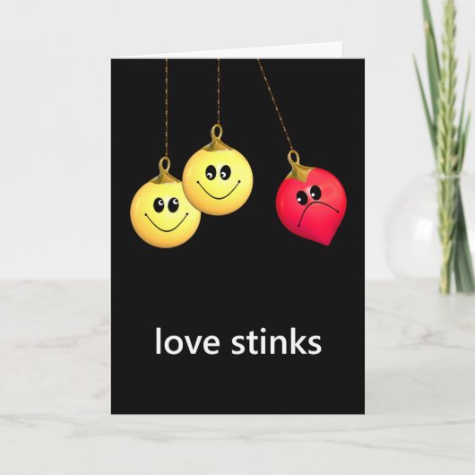 Love Stinks, Happy Face Ornaments, Sour Heart Feestdagen Kaart (Voorkant)