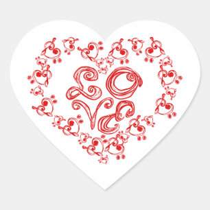 LOVE Stof Lettertype Rode Letter Hart Treble Bass  Sticker