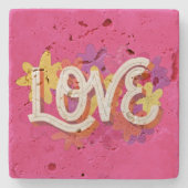 LOVE Stone Achterbaan Stenen Onderzetter (Voorkant)