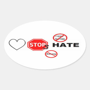 Love Stopt Hate Ovale Sticker