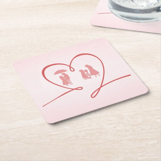 Love Story, Aanzoek Papier Coaster Kartonnen Onderzetters (Schuin)