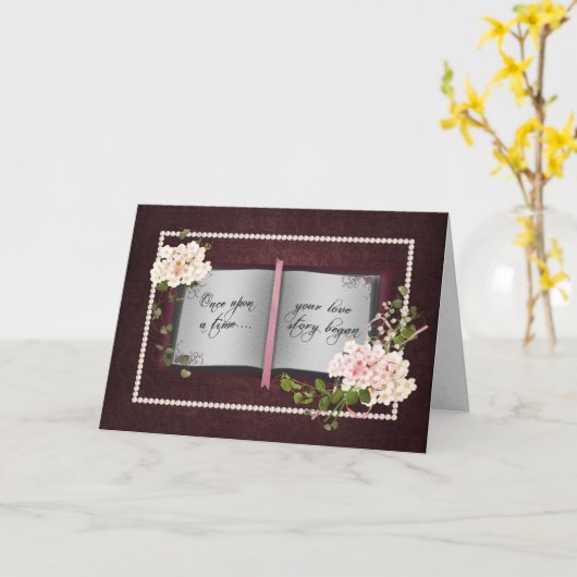Love Story book bruiloft Kaart (Gele Bloem)