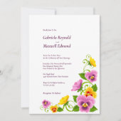 Love Story Celebration Aquarel Pansy Bruiloft Kaart (Voorkant)