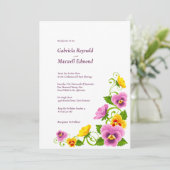 Love Story Celebration Aquarel Pansy Bruiloft Kaart (Staand voorkant)