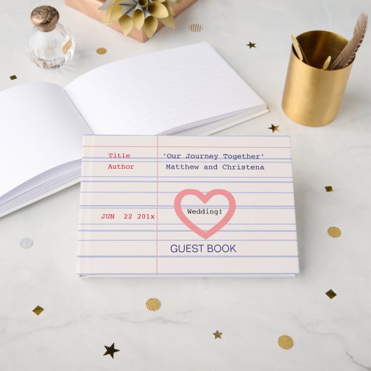 Love Story Due Date Library Card Wedding  Gastenboek (Voorkant open)
