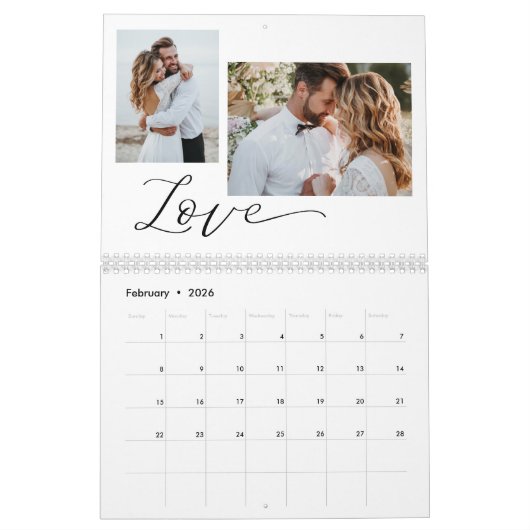 Love Story EDITABLE KLOR Custom Photo Calendar Kalender (Feb 2026)
