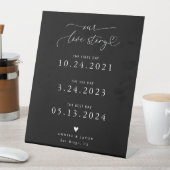 Love Story Heart Script Black Wedding Timeline Reclamebord Met Voetstuk (Insitu)