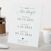Love Story Heart Script White Wedding Timeline Reclamebord Met Voetstuk (Insitu)