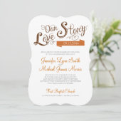 Love Story Huwelijksuitnodiging Kaart (Staand voorkant)