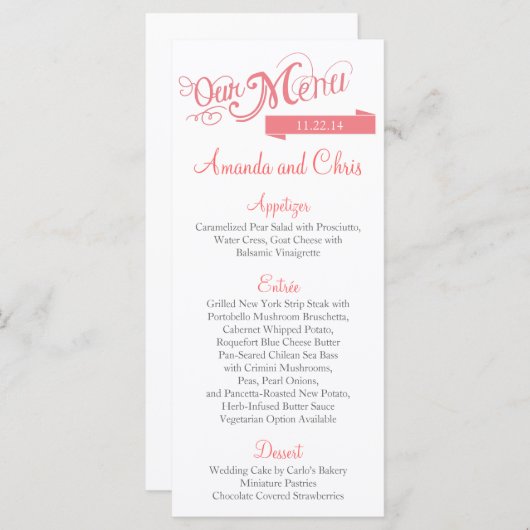 Love Story Menu Card (Voorkant / Achterkant)