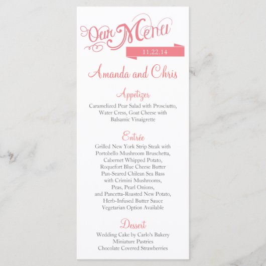 Love Story Menu Card (Voorkant)