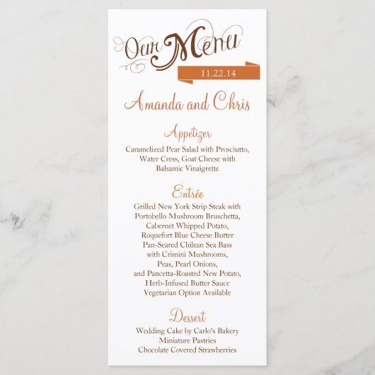 Love Story Menu Card (Voorkant)