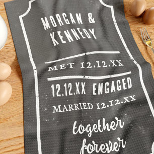 Love Story Met Engaged Married Kitchen Towel Theedoek