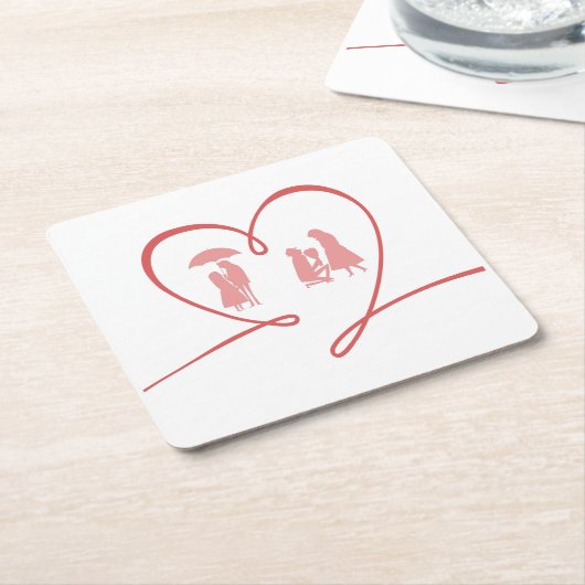 Love Story Papieren Onderzetter (Schuin)