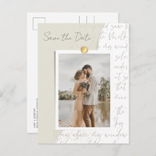 Love Story Photo Budget Weddenschap Save the Date Aankondigingskaart (Voorkant / Achterkant)