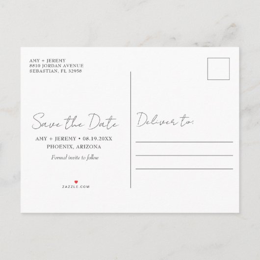 Love Story Photo Budget Weddenschap Save the Date Aankondigingskaart (Achterkant)