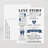 Love Story Save the Date Briefkaart (Nederlands: L (Voorkant / Achterkant)