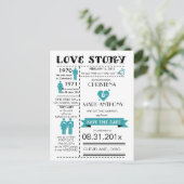 Love Story Save The Date Briefkaart (Robins Egg2) (Staand voorkant)