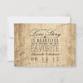 Love Story Typography | Antieke schuur hout RSVP (Achterkant)