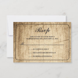 Love Story Typography | Antieke schuur hout RSVP Kaartje