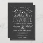 Love Story Typography |  Chalkboard Weddenschap Kaart (Voorkant / Achterkant)